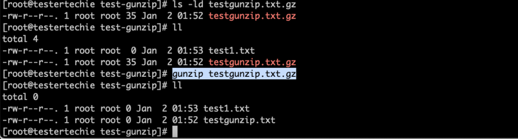 gunzip command in Linux with examples